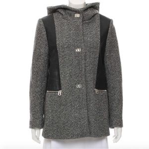 SANDRO Leather-trimmed Coat (Size 38)